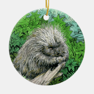 Inktober 2018 Day 25 - Mellow Porcupine Ceramic Ornament