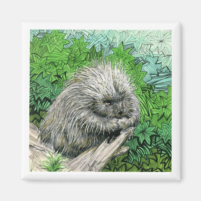 Inktober 2018 Day 25 - Mellow Porcupine Magnet (Front)