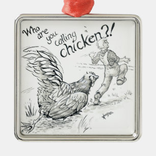 Inktober 2018 Day 5 - Chicken Chase Metal Ornament