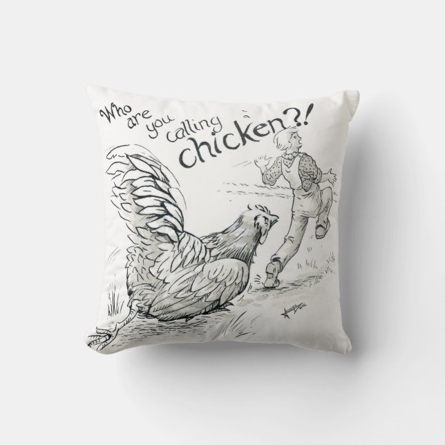 Inktober 2018 Day 5 - Chicken Chase Throw Pillow (Front)