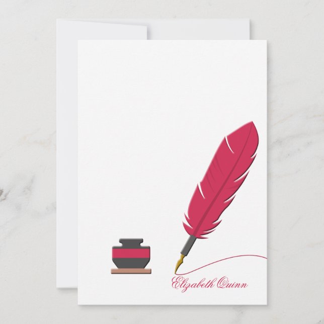 Inkwell and Feather Pen Stationery Notecard (Front)