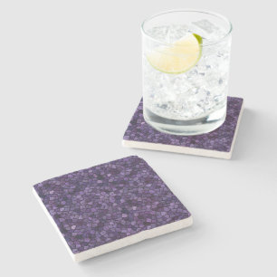 Inkwell Blue Cobbled Patchwork Terrazo Pattern Stone Coaster