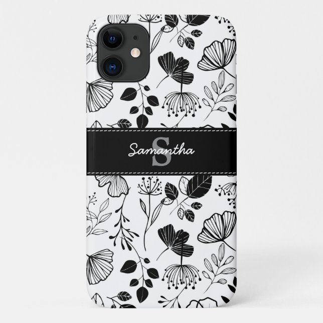 Inky black florals custom Case-Mate iPhone case (Back)
