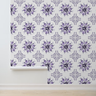 Inky Floral Wallpaper   Lilac Purple White