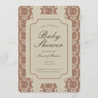 Inky Gender Neutral Geometric Stripe Brown Beige Invitation