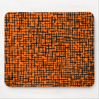 Inky Lines - Black on Orange Mouse Pad