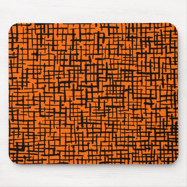 Inky Lines - Black on Orange Mouse Pad (Front)
