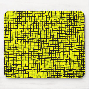 Inky Lines - Black on Yellow Mouse Pad
