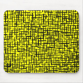 Inky Lines - Black on Yellow Mouse Pad