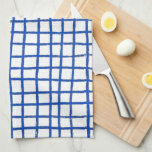 Inky Lines Chic Hand Drawn Grid Cool Blue & White Kitchen Towel<br><div class="desc">Decorate your kitchen with this cool towel with a handmade pattern. Makes a great housewarming,  birthday,  mothers day or wedding gift! 
You can customize it,  change background colours and add text too.
Check my shop for lots more colours and patterns or let me know if you'd like something custom.</div>