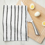 Inky Lines Chic Hand Drawn Stripes Black & White Kitchen Towel<br><div class="desc">Decorate your kitchen with this cool towel with a handmade pattern. Makes a great housewarming,  birthday,  mothers day or wedding gift! 
You can customize it,  change background colours and add text too.
Check my shop for lots more colours and patterns or let me know if you'd like something custom.</div>