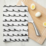 Inky Loops Chic Hand Drawn Lines Black & White Kitchen Towel<br><div class="desc">Decorate your kitchen with this cool towel with a handmade pattern. Makes a great housewarming,  birthday,  mothers day or wedding gift! 
You can customize it,  change background colours and add text too.
Check my shop for lots more colours and patterns or let me know if you'd like something custom.</div>