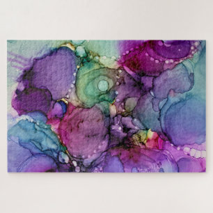Inky Multicolored Alcohol Ink Liquid Abstract Jigsaw Puzzle