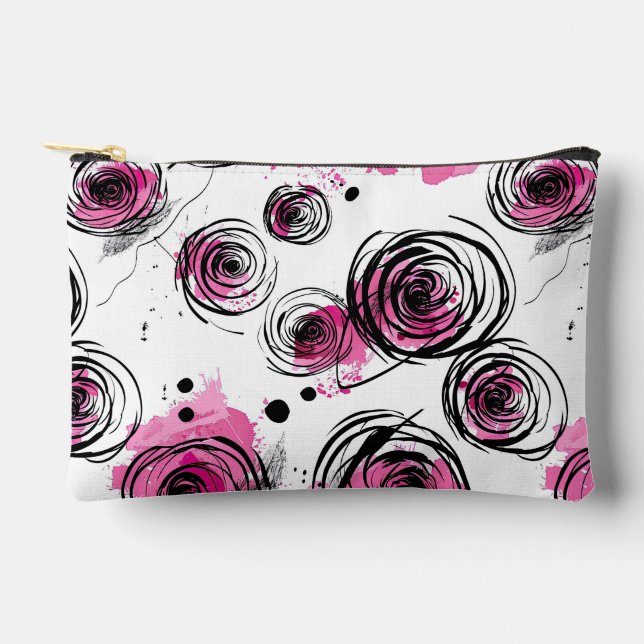 Inky Petals Seamless Patterns Accessory Pouch (Front)