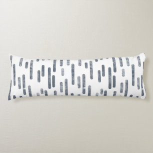Inky Rounded Lines Pattern   Blue-Grey on White Body Pillow