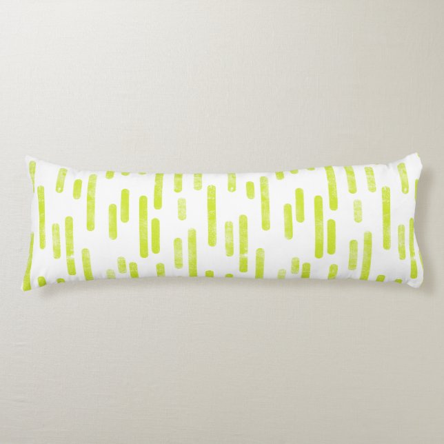 Inky Rounded Lines Pattern | Bright Lime Green Body Pillow (Front)
