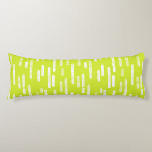 Inky Rounded Lines Pattern   Bright Lime Green Body Pillow