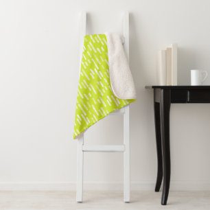 Inky Rounded Lines Pattern   Bright Lime Green Sherpa Blanket