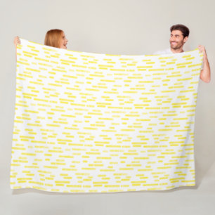 Inky Rounded Lines Pattern   Bright Yellow/White Fleece Blanket