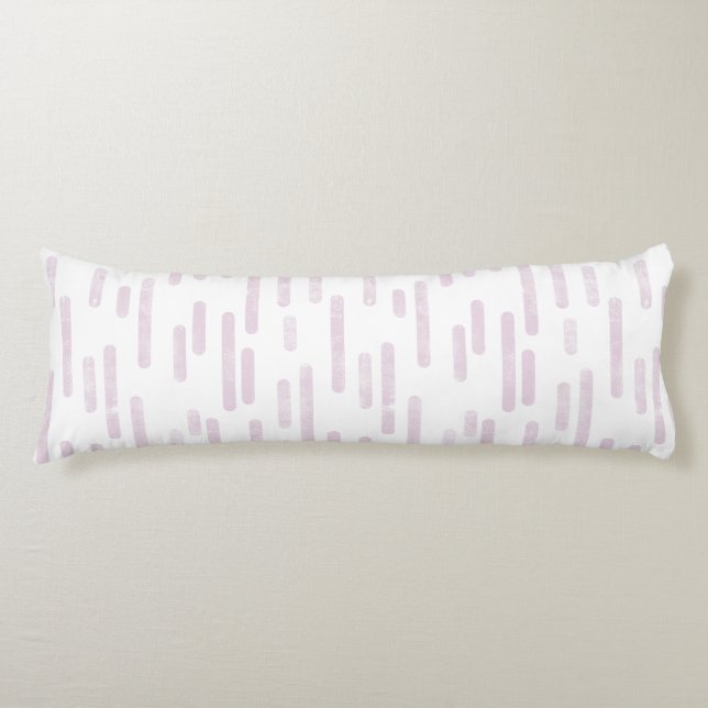 Inky Rounded Lines Pattern | Dusty Pink on White Body Pillow (Front)
