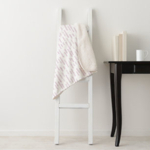Inky Rounded Lines Pattern Dusty Pink on White Sherpa Blanket