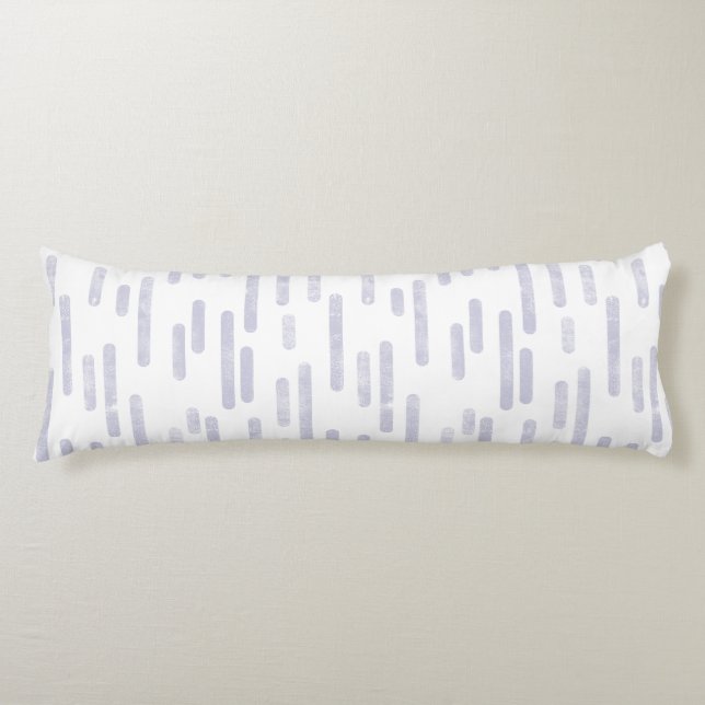 Inky Rounded Lines Pattern | Dusty Purple on White Body Pillow (Front)