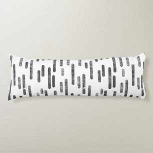 Inky Rounded Lines Pattern   Graphite on White Body Pillow