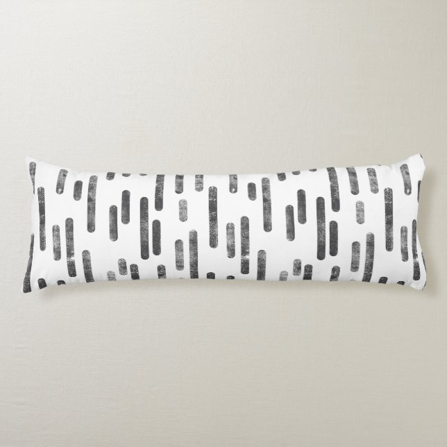 Inky Rounded Lines Pattern | Graphite on White Body Pillow (Front)