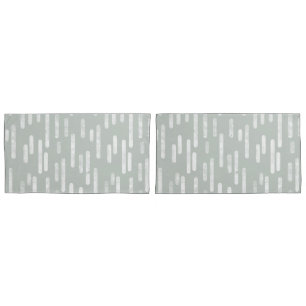 Inky Rounded Lines Pattern   Gray Green and White Pillowcase