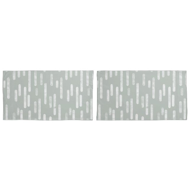 Inky Rounded Lines Pattern | Grey Green and White Pillowcase (Front-Set)