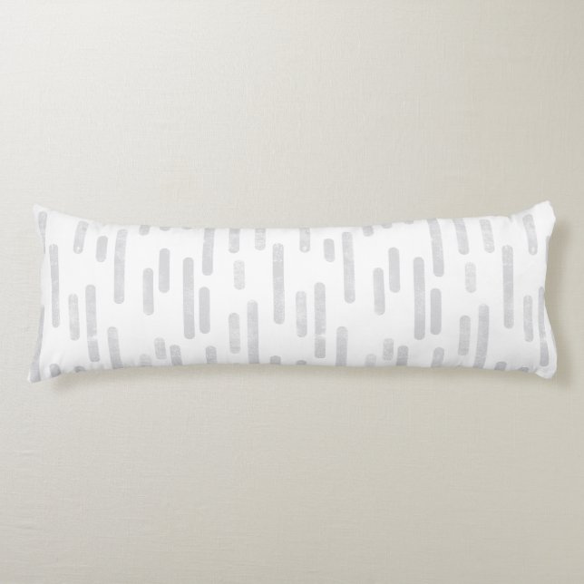 Inky Rounded Lines Pattern | Pale Grey on White Body Pillow (Front)