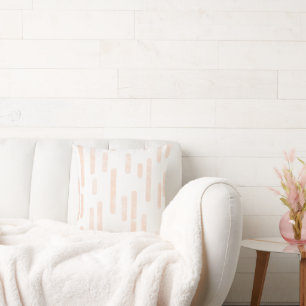 Inky Rounded Lines Pattern   Pale Peach on White Throw Pillow