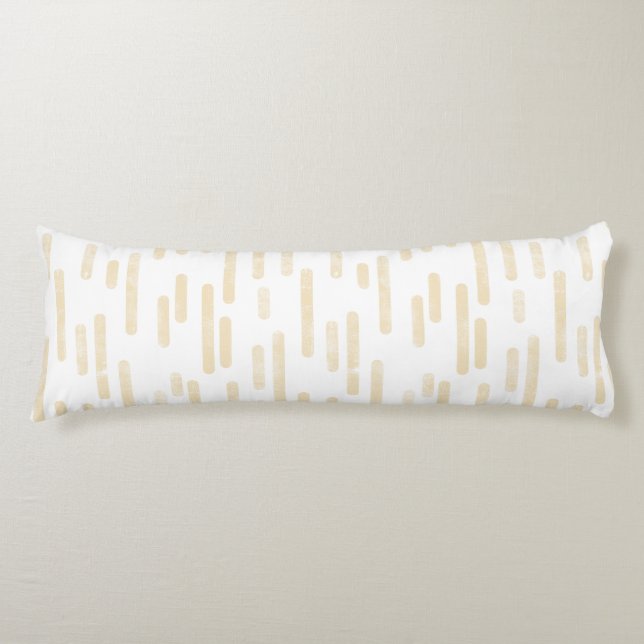 Inky Rounded Lines Pattern | Pale Yellow on White Body Pillow (Front)
