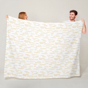 Inky Rounded Lines Pattern   Pale Yellow on White Fleece Blanket