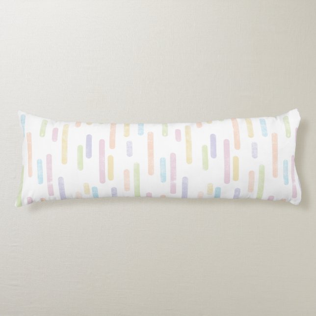 Inky Rounded Lines Pattern | Pastel Rainbow Colour Body Pillow (Front)