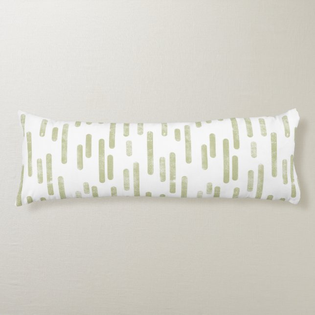 Inky Rounded Lines Pattern | Pistachio Green/White Body Pillow (Front)