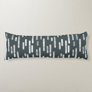Inky Rounded Lines Pattern White/Dark Grey Green Body Pillow
