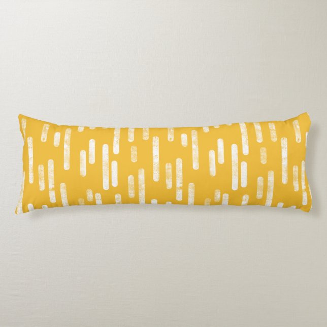 Inky Rounded Lines Pattern | White/Mustard Yellow Body Pillow (Front)