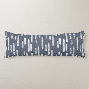 Inky Rounded Lines Pattern   White on Blue Grey Body Pillow