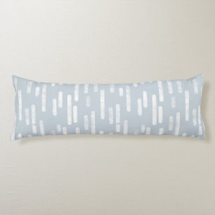 Inky Rounded Lines Pattern   White on Dusty Blue Body Pillow