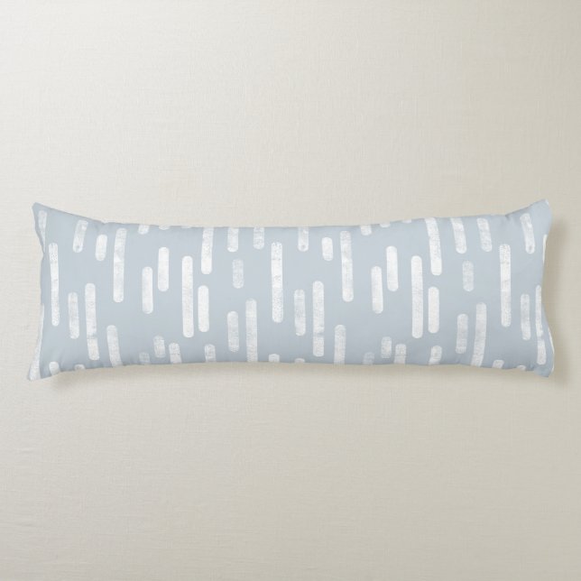 Inky Rounded Lines Pattern | White on Dusty Blue Body Pillow (Front)