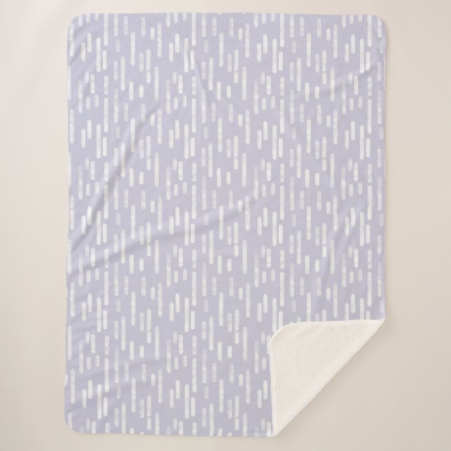 Inky Rounded Lines Pattern | White on Dusty Purple Sherpa Blanket (Front)