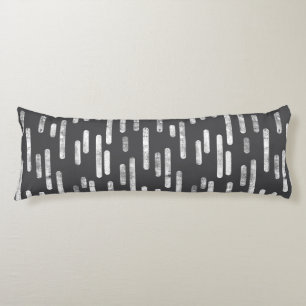 Inky Rounded Lines Pattern   White on Graphite Body Pillow
