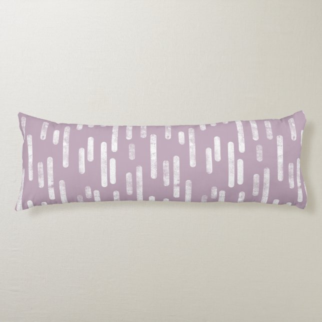 Inky Rounded Lines Pattern | White on Mauve Body Pillow (Front)