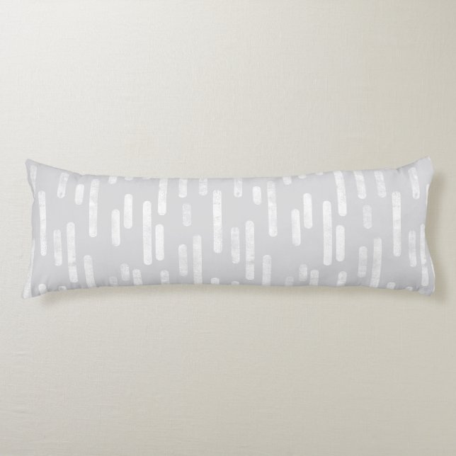 Inky Rounded Lines Pattern | White on Pale Grey Body Pillow (Front)