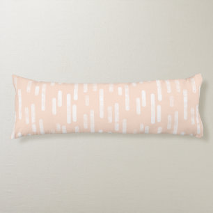 Inky Rounded Lines Pattern   White on Pale Peach Body Pillow
