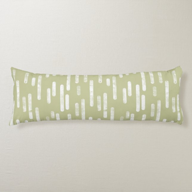 Inky Rounded Lines Pattern | White/Pistachio Green Body Pillow (Front)