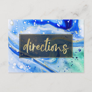 Inky Splash Blue Marble with Gold foil Directions Enclosure Card