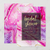 Inky Splash Pink Marble with Gold Bridal Shower