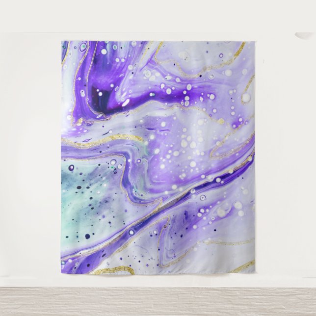 Inky Splash Purple Marble Photo Booth Backdrop Tapestry (Front)